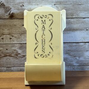 Vintage Retro MCM Plastic White "Matches" Match Box Holder